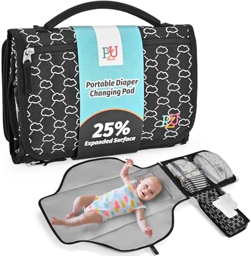 Portable changing pad with wipes pocket - Black