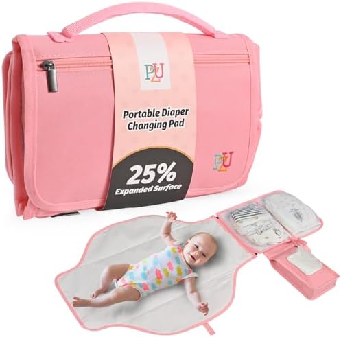 Portable changing pad with wipes pocket - Pink