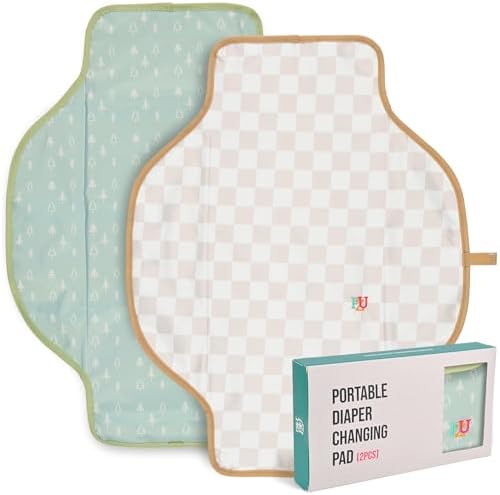 Travel changing mat two-pack - Green Forest, Beige Checkers